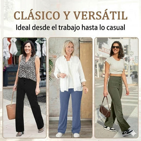 Legganza |Alta elasticidad - Pantalones informales de pierna recta y talle alto