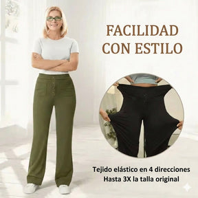 Legganza |Alta elasticidad - Pantalones informales de pierna recta y talle alto
