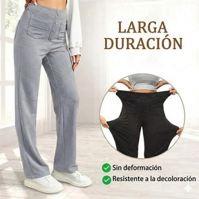 Legganza |Alta elasticidad - Pantalones informales de pierna recta y talle alto