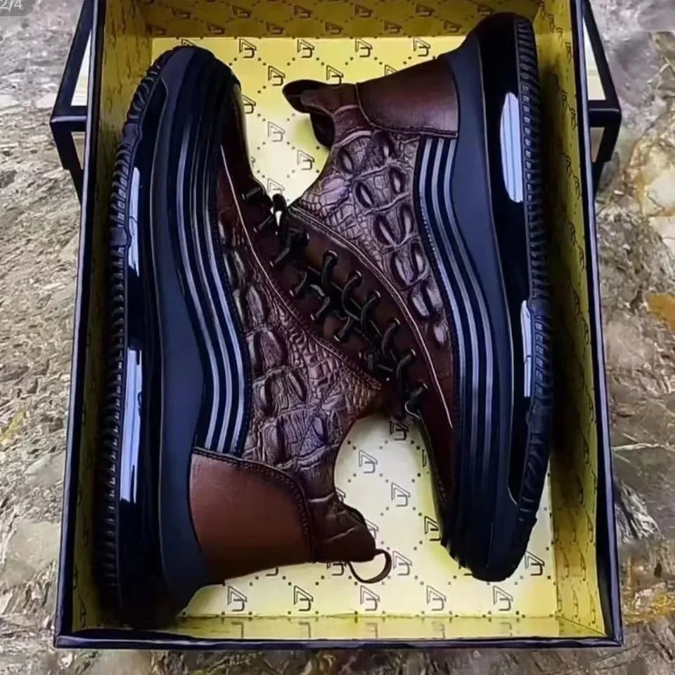 Legganza | Zapatos casuales italianos con estampado de cocodrilo y cojín de aire para hombres