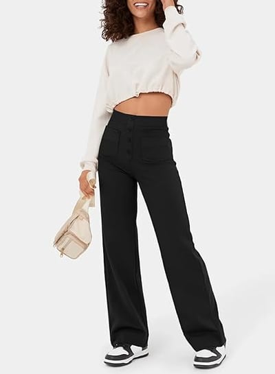 Legganza |Alta elasticidad - Pantalones informales de pierna recta y talle alto