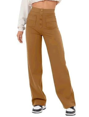 Legganza |Alta elasticidad - Pantalones informales de pierna recta y talle alto