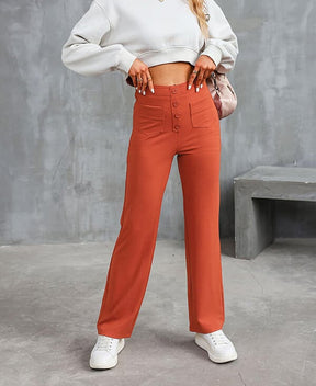 Legganza |Alta elasticidad - Pantalones informales de pierna recta y talle alto
