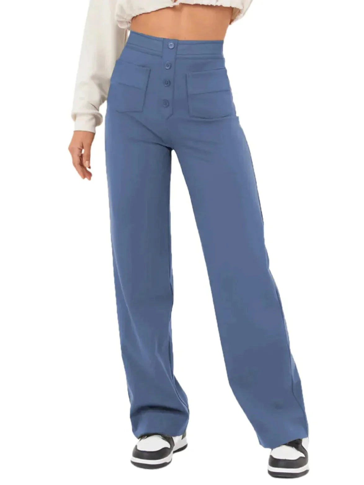 Legganza |Alta elasticidad - Pantalones informales de pierna recta y talle alto